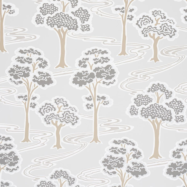 Tree River Moonstone 5009100 by Schumacher Designer Wallpaper Moon River 27.0" - Swanky Fabrics -