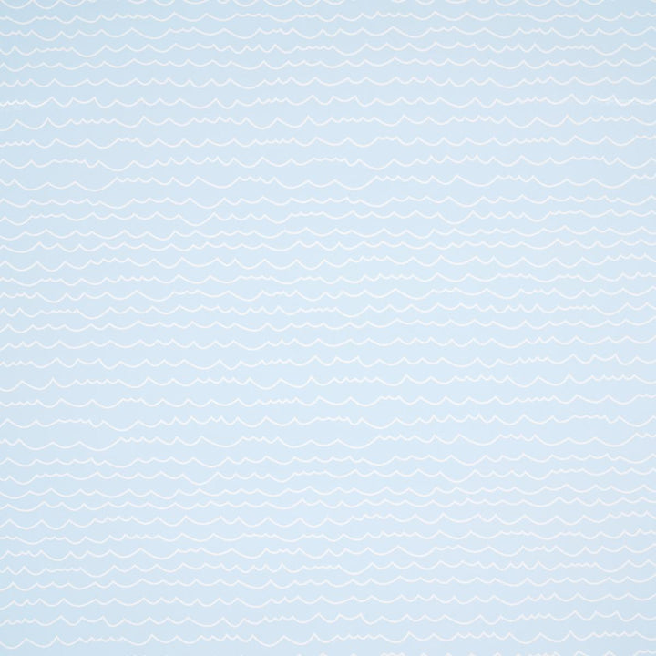 Waves White On Sky 5007464 by Schumacher Designer Wallpaper Moon River 27.0" - Swanky Fabrics -