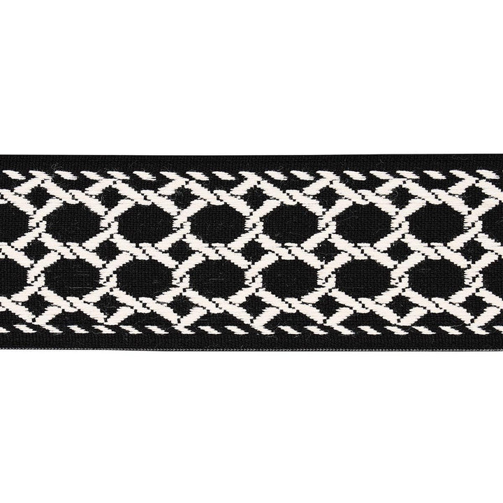 Lattice Indoor/Outdoor Tape Black 82824 by Schumacher Designer Trim Swing Time Indoor/Outdoor 3.38" - Swanky Fabrics -