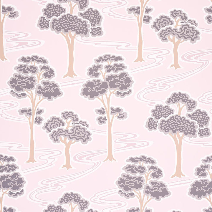 Tree River Blush 5009101 by Schumacher Designer Wallpaper Moon River 27.0" - Swanky Fabrics -