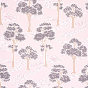 Tree River Blush 5009101 by Schumacher Designer Wallpaper