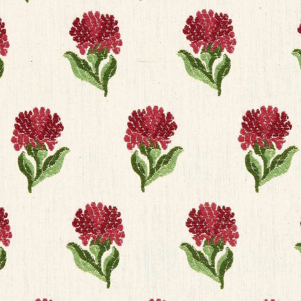Rosina Floral Garnet 82630 by Schumacher Designer Fabric New Old-Fashioned 3.5" - Swanky Fabrics -