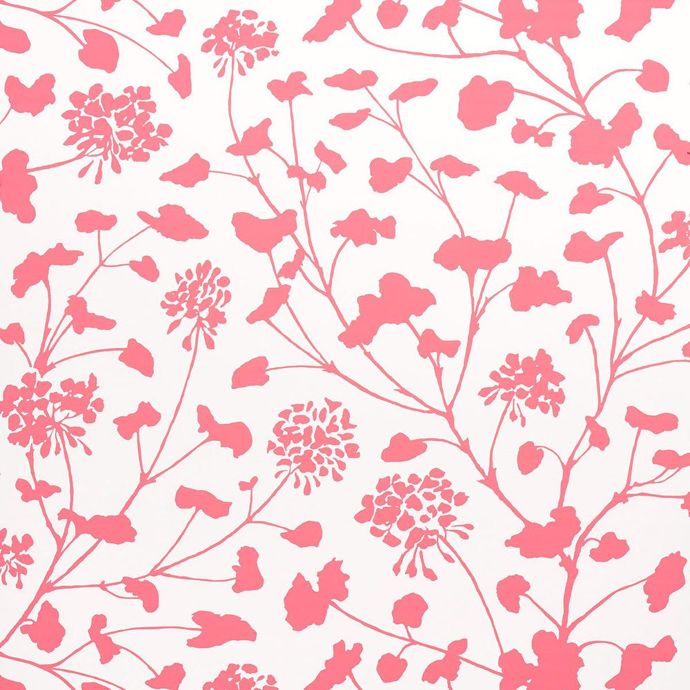 Pennick Coral On Ivory 5010543 by Schumacher Designer Wallpaper Moon River 13.5" - Swanky Fabrics -