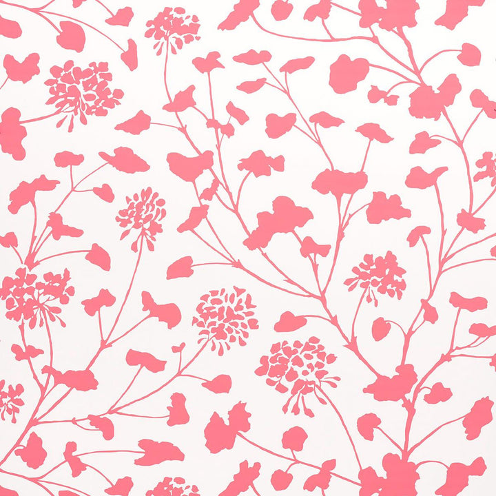 Pennick Coral On Ivory 5010543 by Schumacher Designer Wallpaper Moon River 13.5" - Swanky Fabrics -