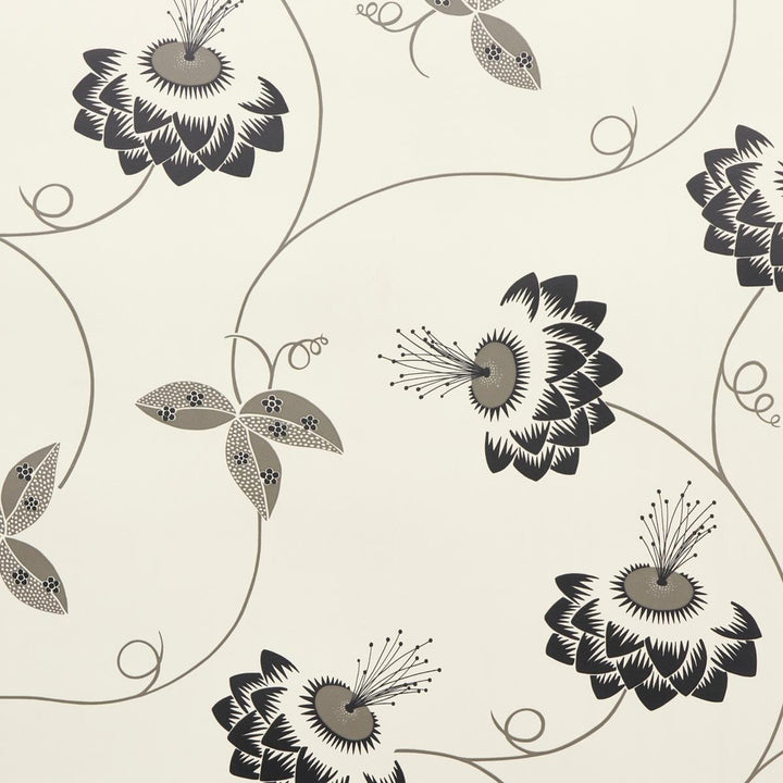 Merlin Black & Cream 5015050 by Schumacher Designer Wallpaper Neisha Crosland 27.0" - Swanky Fabrics -