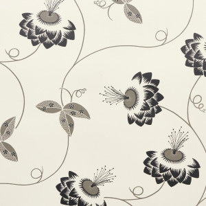 Merlin Black & Cream 5015050 by Schumacher Designer Wallpaper
