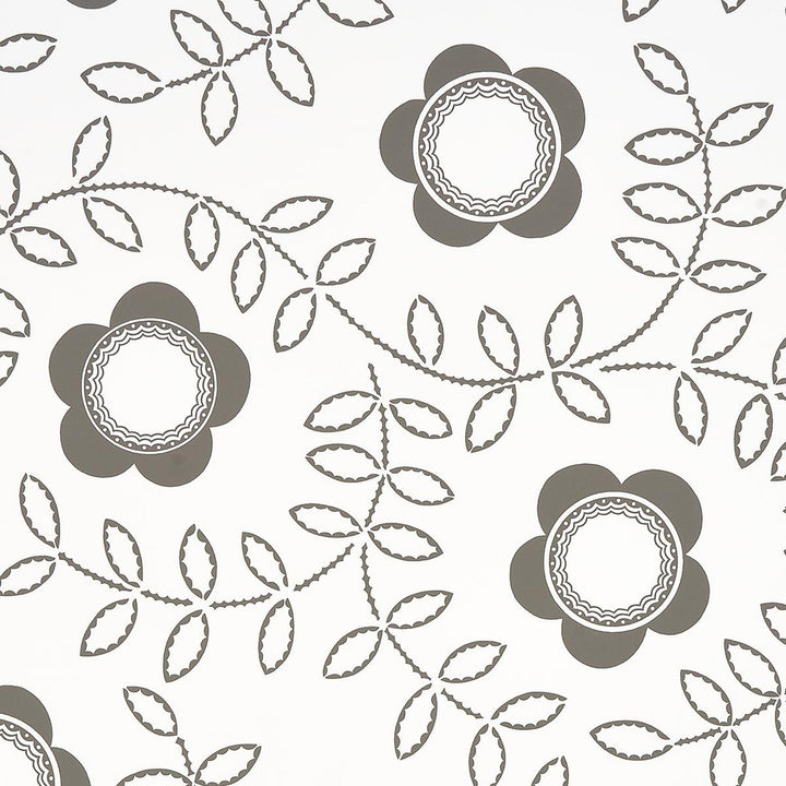 Tudor Rose Charcoal White 5015100 by Schumacher Designer Wallpaper Neisha Crosland 27.0" - Swanky Fabrics -
