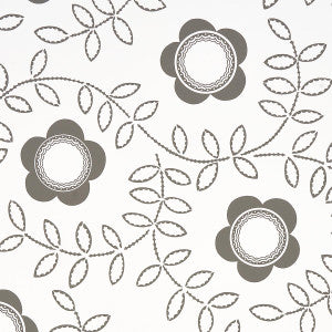 Tudor Rose Charcoal White 5015100 by Schumacher Designer Wallpaper