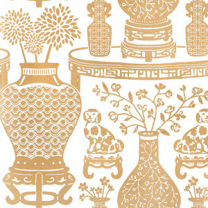 Hellene Mylar Gold 5010611 by Schumacher Designer Wallpaper