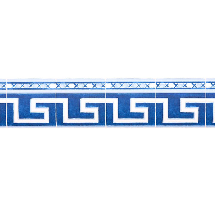 Azulejos Border Azure 5015130 by Schumacher Designer Wallpaper Mary Mcdonald - Swanky Fabrics -