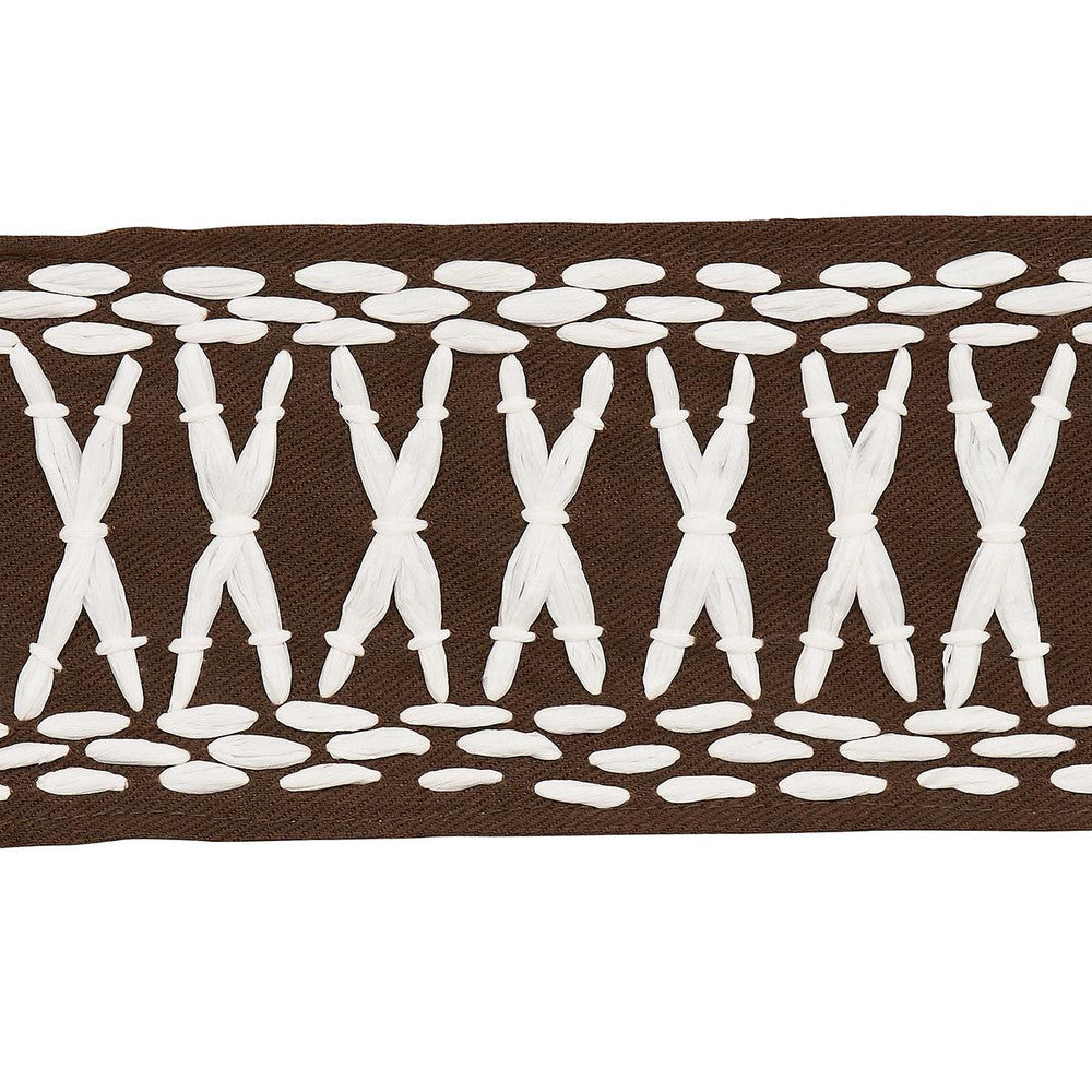 Tikki Tape Brown 69307 by Schumacher Designer Trim Mary Mcdonald 1.0" - Swanky Fabrics -