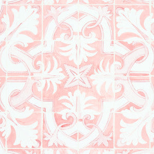 Azulejos Pink 5015122 by Schumacher Designer Wallpaper