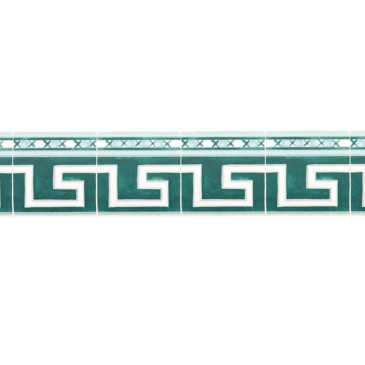 Azulejos Border Emerald 5015131 by Schumacher Designer Wallpaper Mary Mcdonald - Swanky Fabrics -
