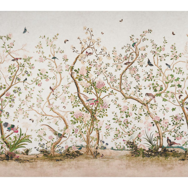 Les Oiseaux Ivory 5015151 by Schumacher Designer Wallpaper Mary Mcdonald 162.0" - Swanky Fabrics -