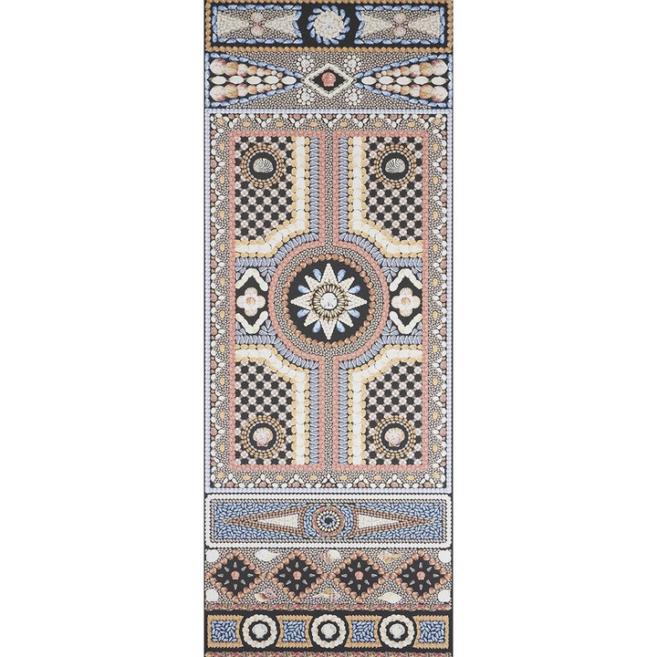 Shell Grotto Panel A Onyx Multi 5015160 by Schumacher Designer Wallpaper Mary Mcdonald 54.0" - Swanky Fabrics -
