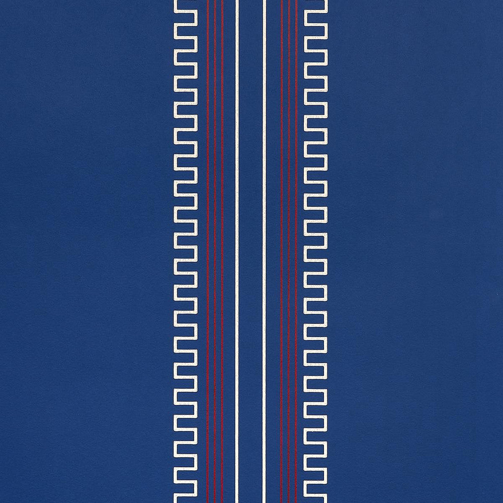 Greco Stripe Navy 5015141 by Schumacher Designer Wallpaper Mary Mcdonald 27.0" - Swanky Fabrics -