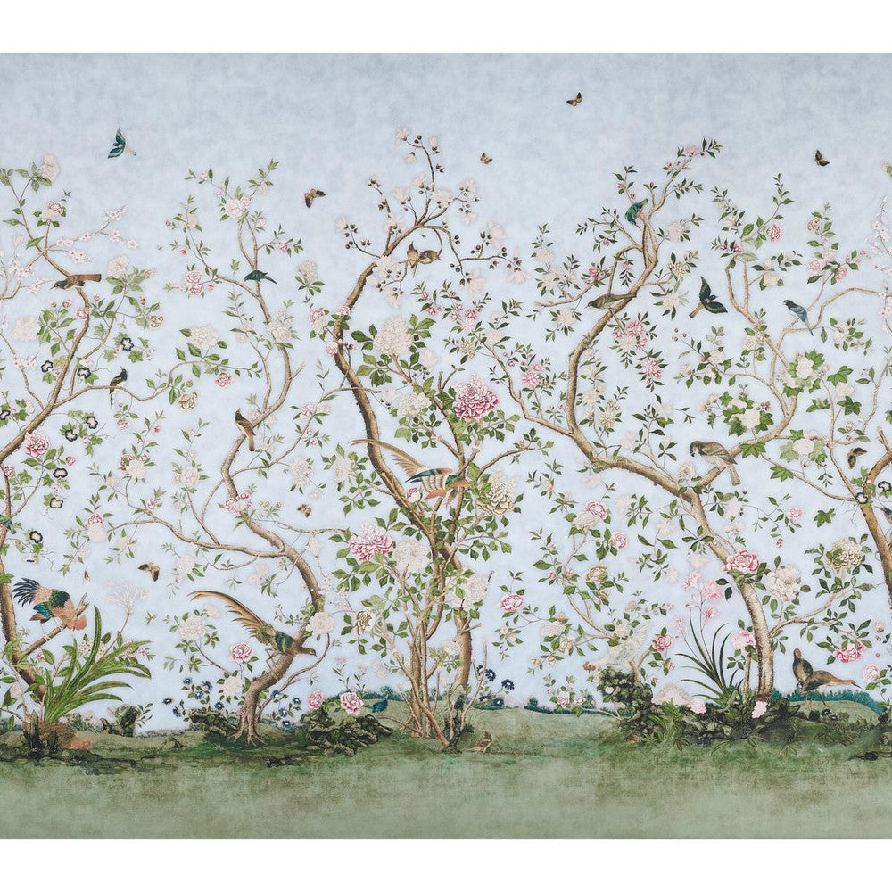 Les Oiseaux Sky 5015150 by Schumacher Designer Wallpaper Mary Mcdonald 162.0" - Swanky Fabrics -