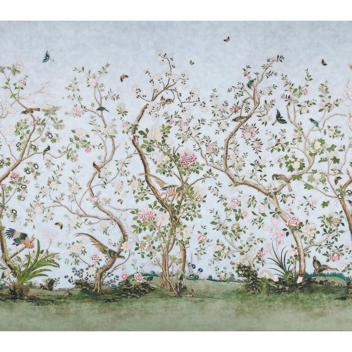 Les Oiseaux Sky 5015150 by Schumacher Designer Wallpaper Mary Mcdonald 162.0" - Swanky Fabrics -