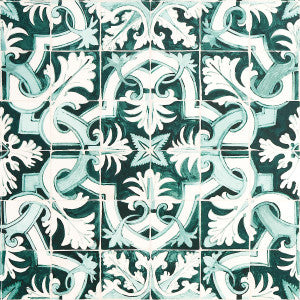 Azulejos Emerald 5015121 by Schumacher Designer Wallpaper