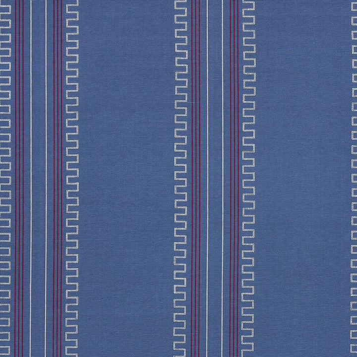 Greco Stripe Navy 83231 by Schumacher Designer Fabric Mary Mcdonald 13.5" - Swanky Fabrics -
