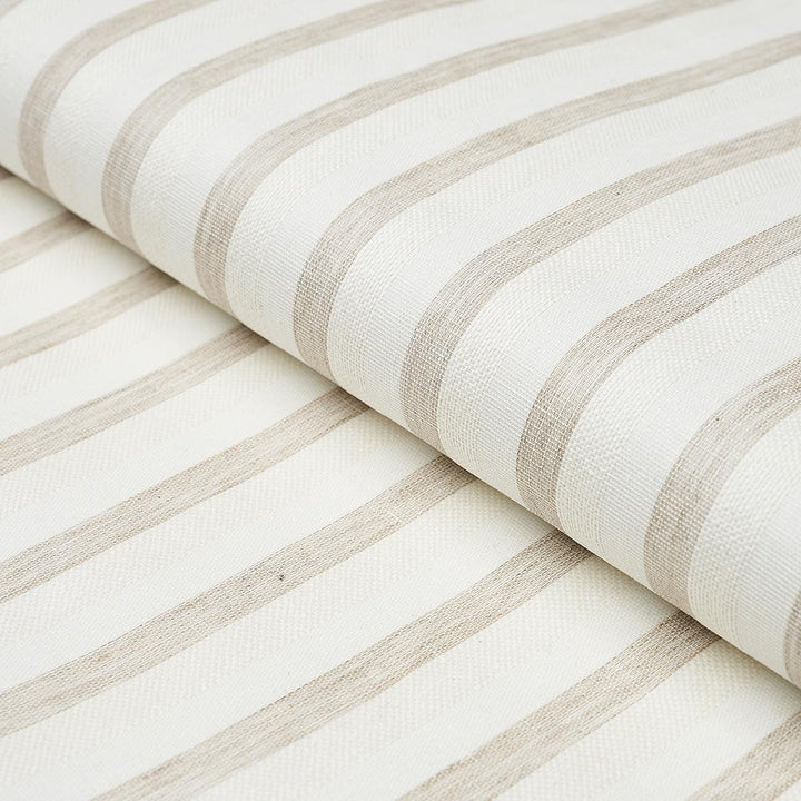 Textured Linen Stripe White 5013020 by Schumacher Designer Wallpaper Textured Wallcoverings & Printed Grasscloths - Swanky Fabrics -