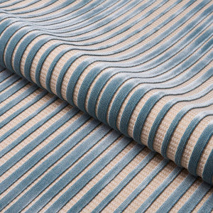 Chimay Stripe Velvet Ciel 82150 by Schumacher Designer Fabric