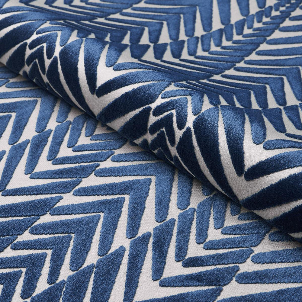Zebra Velvet Silver Blue 83400 by Schumacher Designer Fabric Neisha Crosland 6.75" - Swanky Fabrics -