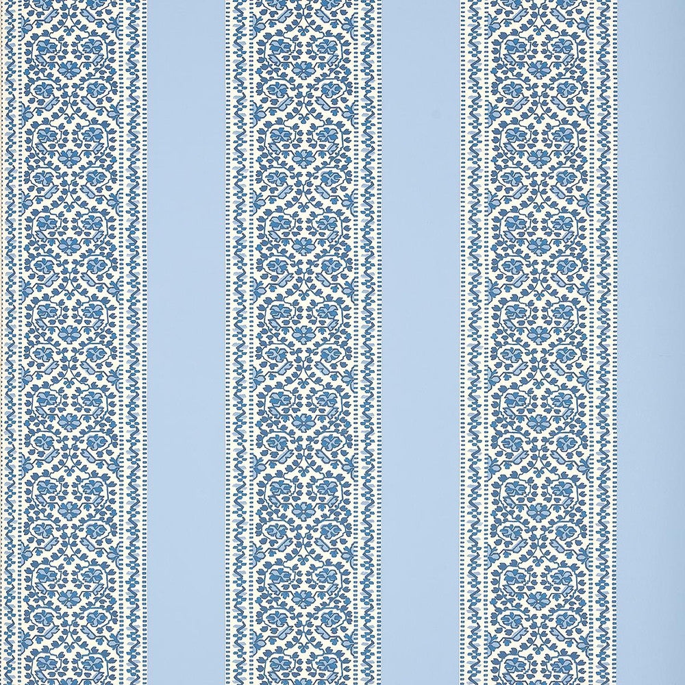Jasmine Indigo 5014340 by Schumacher Designer Wallpaper Moon River 27.0" - Swanky Fabrics -