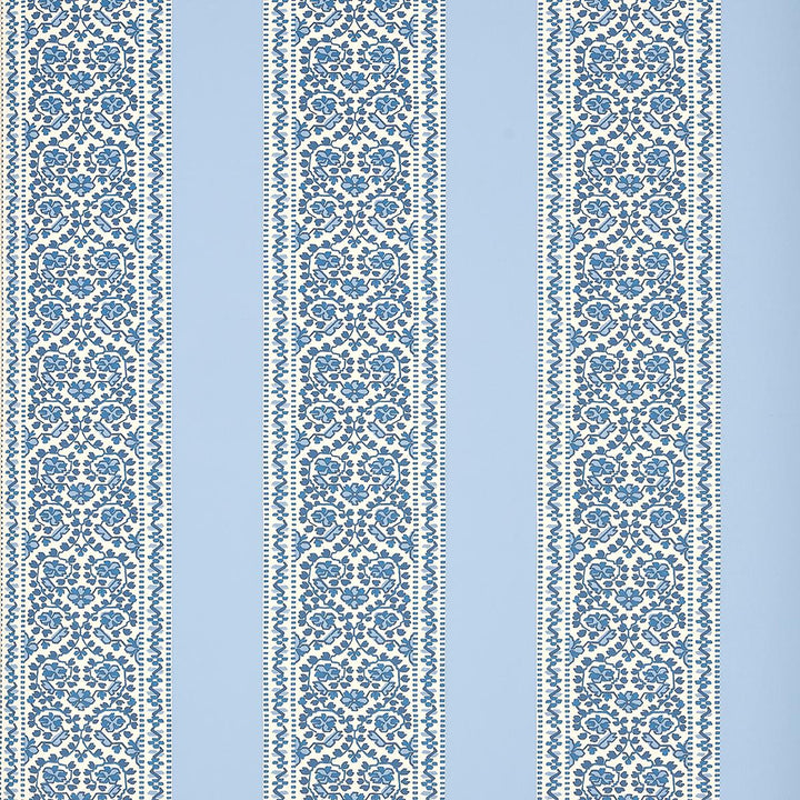 Jasmine Indigo 5014340 by Schumacher Designer Wallpaper Moon River 27.0" - Swanky Fabrics -