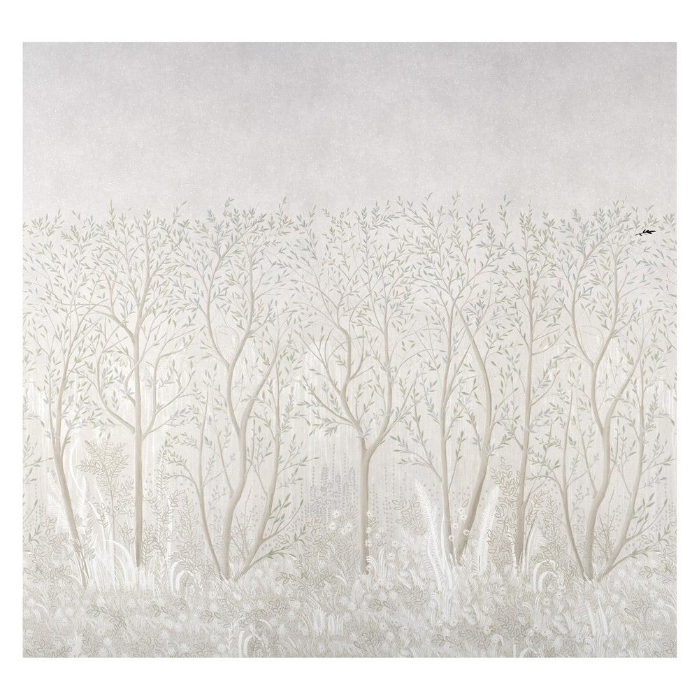 Brindille Golden Accented Alabaster 5010924 by Schumacher Designer Wallpaper Panels 162.0" - Swanky Fabrics -