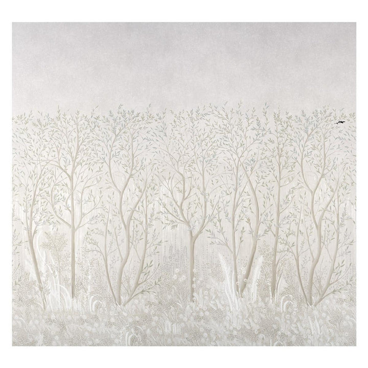 Brindille Golden Accented Alabaster 5010924 by Schumacher Designer Wallpaper Panels 162.0" - Swanky Fabrics -