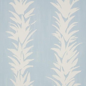 White Lotus Soft Blue 5013664 by Schumacher Designer Wallpaper