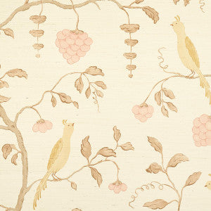 Wisteria Sisal Amber & Rose 5013701 by Schumacher Designer Wallpaper