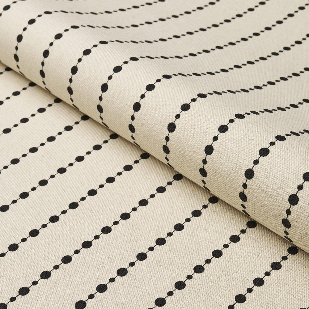 Beaded Stripe Black And Cream 181430 by Schumacher Designer Fabric Neisha Crosland 1.0" - Swanky Fabrics -