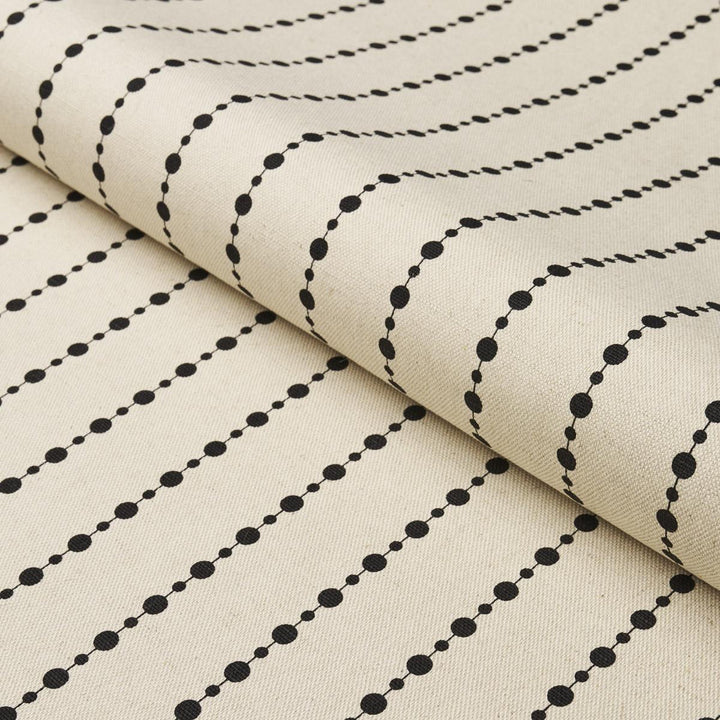 Beaded Stripe Black And Cream 181430 by Schumacher Designer Fabric Neisha Crosland 1.0" - Swanky Fabrics -