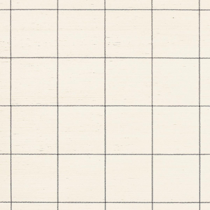 Windowpane Embroidered Sisal Charcoal 5015202 by Schumacher Designer Wallpaper Textured Wallcoverings & Printed Grasscloths 4.38" - Swanky Fabrics -