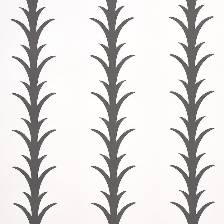Acanthus Stripe Carbon On Ivory 5014773 by Schumacher Designer Wallpaper Moon River 10.75" - Swanky Fabrics -