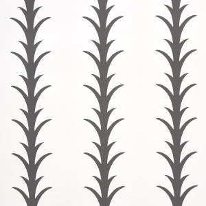 Acanthus Stripe Carbon On Ivory 5014773 by Schumacher Designer Wallpaper