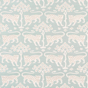 Woodland Leopard Sisal Waterblue 5012301 by Schumacher Designer Wallpaper