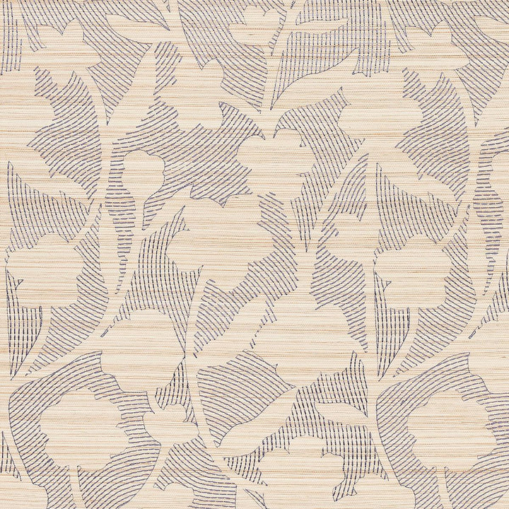 Kantha Embroidered Flower Sisal Carbon 5015180 by Schumacher Designer Wallpaper Textured Wallcoverings & Printed Grasscloths 17.12" - Swanky Fabrics -