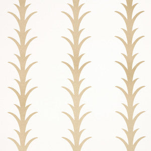 Acanthus Stripe Gold On Ivory 5014772 by Schumacher Designer Wallpaper