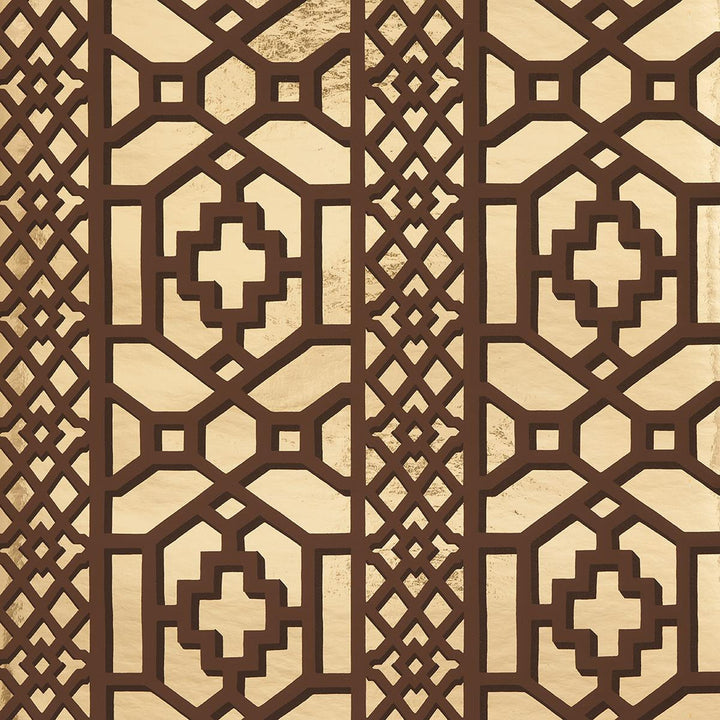 Zanzibar Trellis Mylar Gold Mylar 5013640 by Schumacher Designer Wallpaper Moon River 13.5" - Swanky Fabrics -