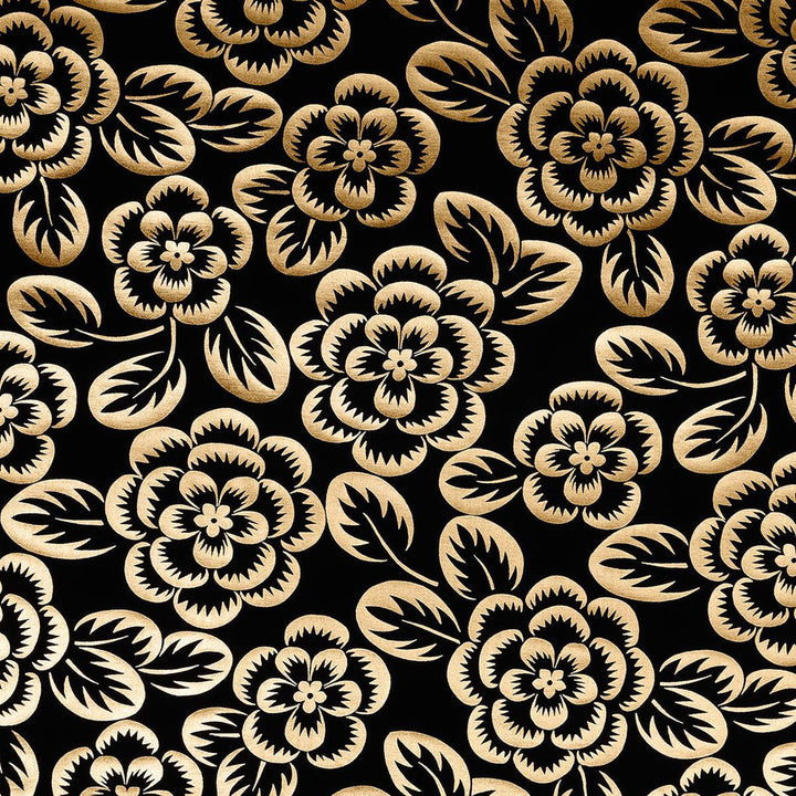 Angelica Floral Gold & Noir 180871 by Schumacher Designer Fabric Regine 17.88" - Swanky Fabrics -