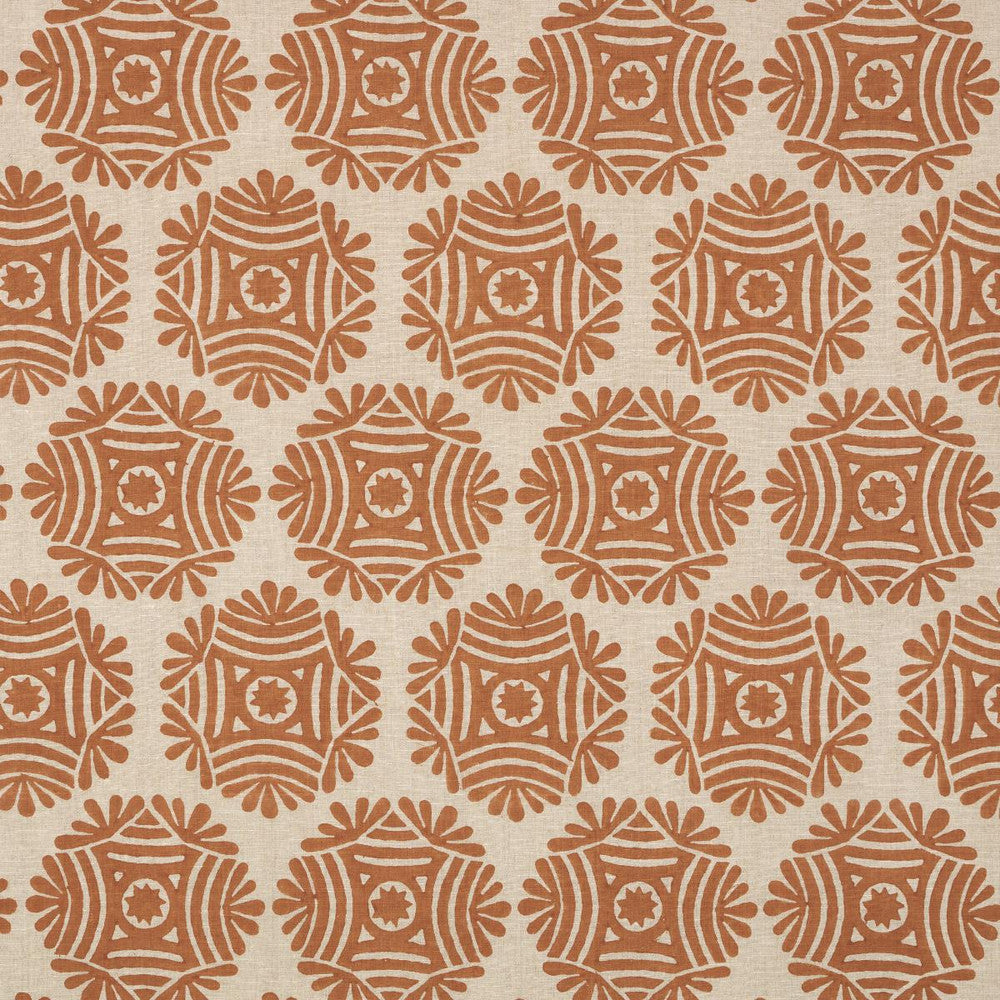 Gilded Star Block Print Cinnamon 181540 by Schumacher Designer Fabric Drusus Tabor 5.5" - Swanky Fabrics -