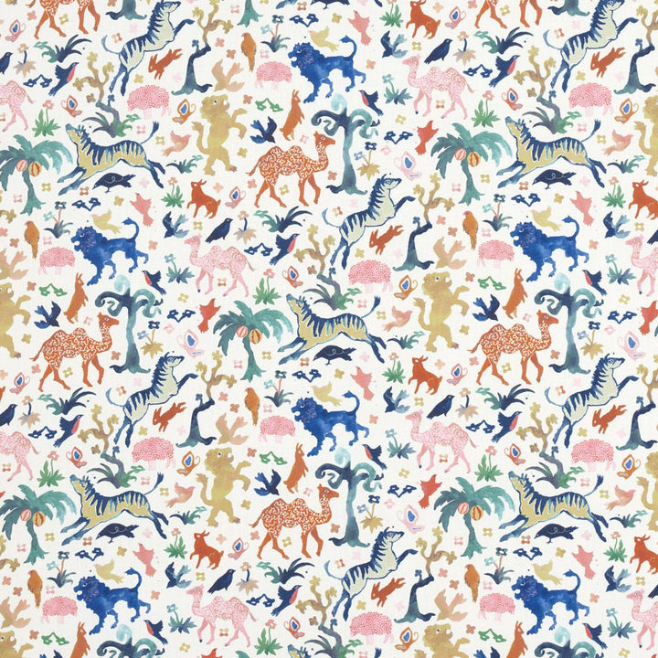 Beasts Indoor/Outdoor Multi On Ivory 181590 by Schumacher Designer Fabric Fabric 13.12" - Swanky Fabrics -