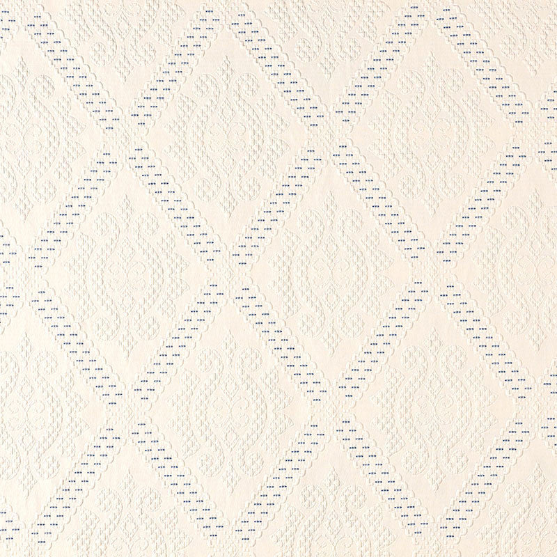 Eugenie Ivory / Bleu 69131 by Schumacher Designer Fabric RHAPSODY IN BLUE COTTON 100% ITALY MARTINDALE 9,000 </p><p>Repeat: Horizontal: 6 3/8" (16CM) and Vertical: 16 1/2" (42CM) 51 - Swanky Fabrics -