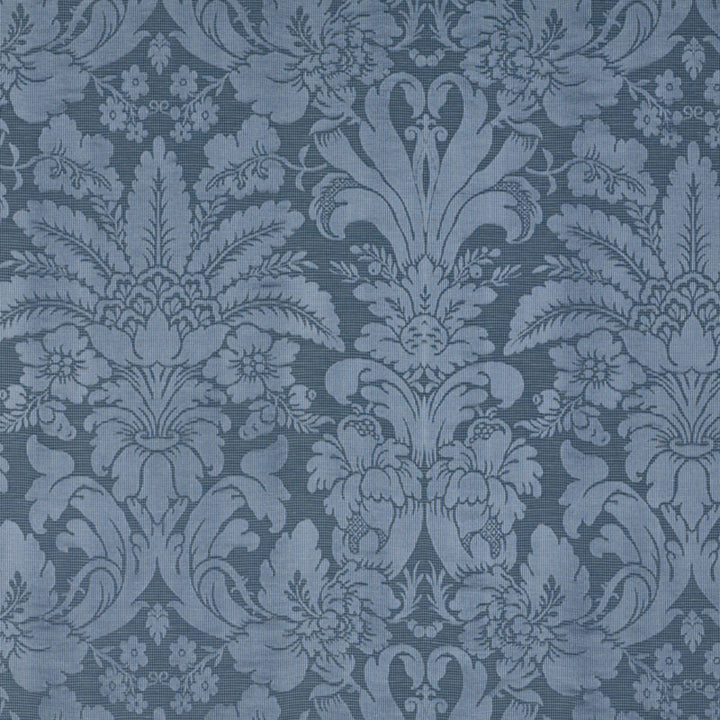 Colette Linen/Silk Damask Indigo 69142 by Schumacher Designer Fabric COUNTRY CHIC LINEN 75% SILK 25% ITALY </p><p>Repeat: Horizontal: 25 1/2" (65CM) and Vertical: 27" (69CM) 51 - Swanky Fabrics -