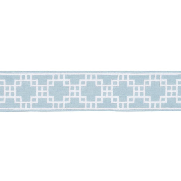 Squared Away Trellis Tape Sky 83591 by Schumacher Designer Trim Statement Trims 3.12" - Swanky Fabrics -