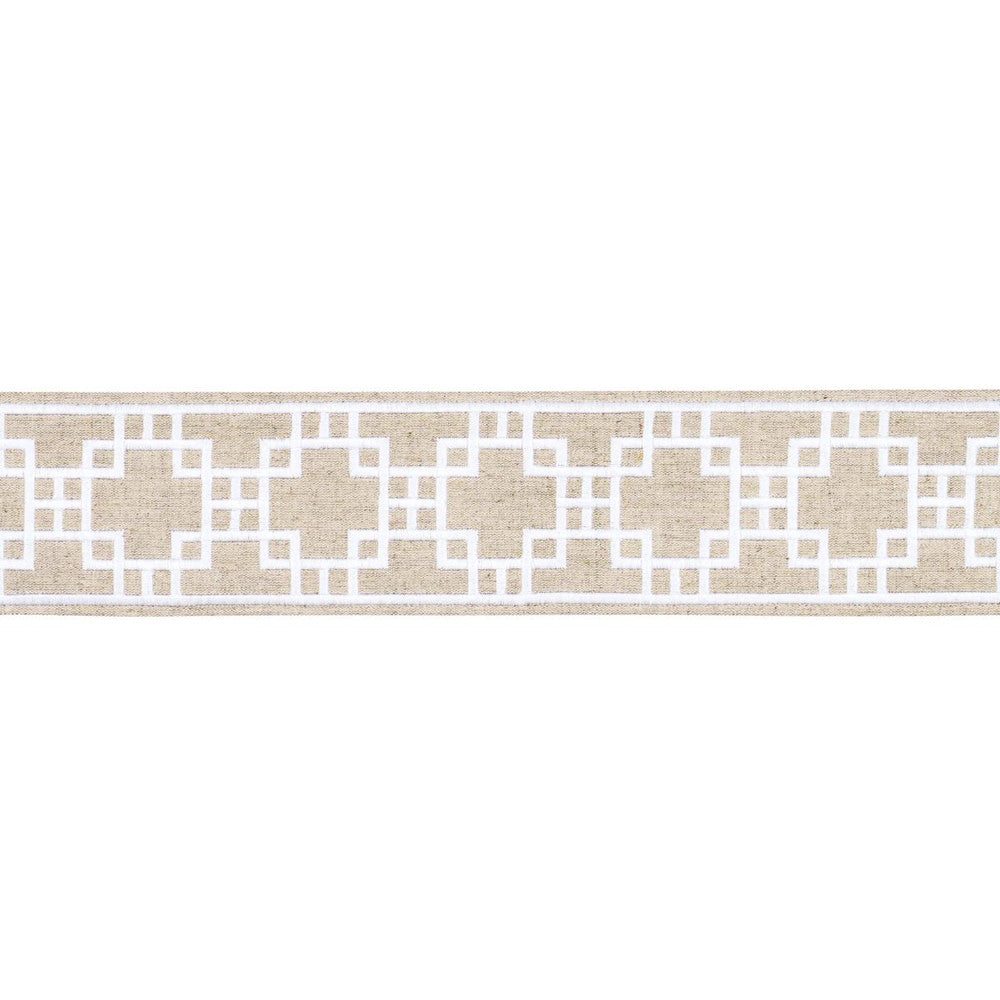 Squared Away Trellis Tape Natural 83592 by Schumacher Designer Trim Statement Trims 3.12" - Swanky Fabrics -