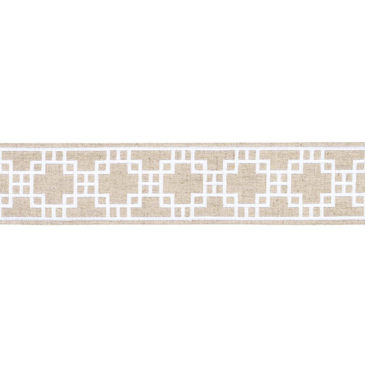 Squared Away Trellis Tape Natural 83592 by Schumacher Designer Trim Statement Trims 3.12" - Swanky Fabrics -